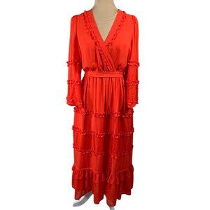 Alexis Target Angel Sleeve Dress Orange Red Size M Medium Midi Tiered